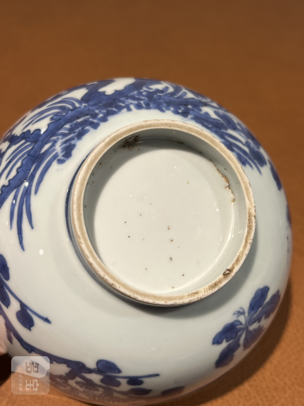 清康熙 青花洞石花鸟纹大碗 - 图10